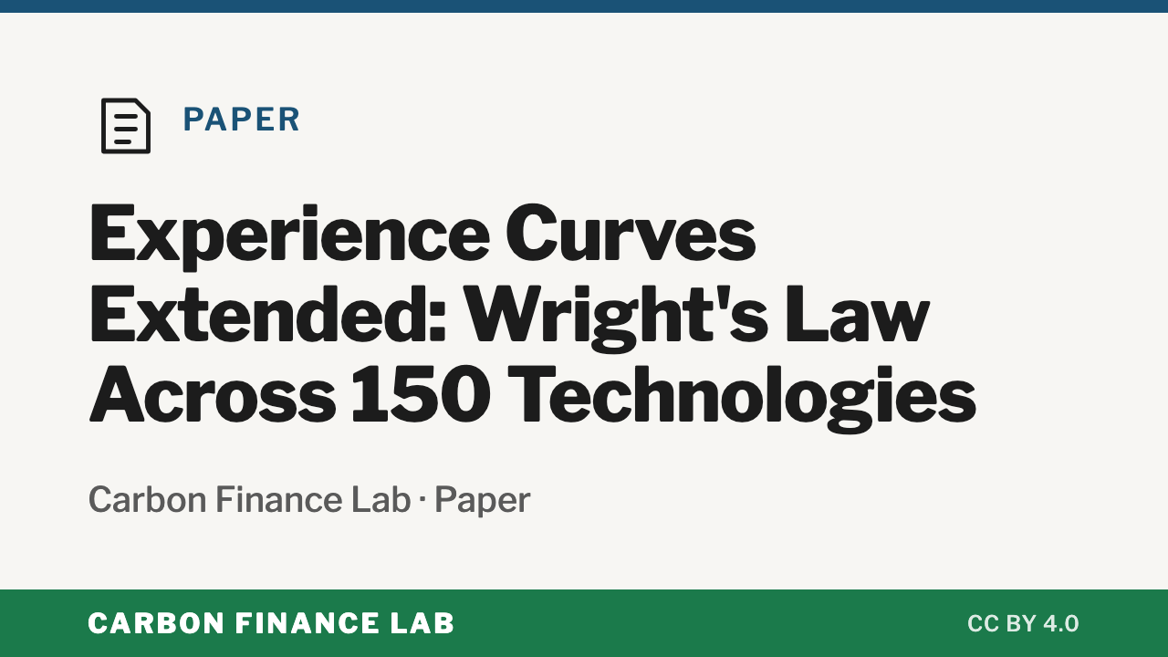 Experience Curves Extended: Wright's Law Across 150 Technologies — Paper